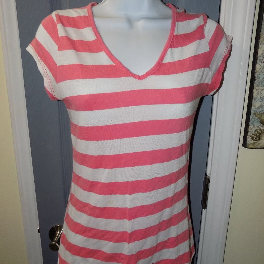 Airport Clothing Company Pink/White Striped Top Size M Women's EUC